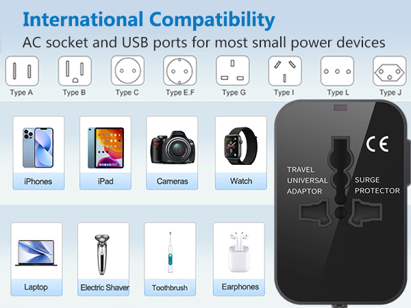 Travel Adapter plug adapter, universal travel adapter