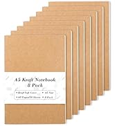feela 8 Pack A5 Kraft Notebooks, 60 Lined Blank Pages Travel Journal Bulk, Soft Cover Notebooks f...