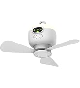VewePata Camping Fan with Light & Remote - 12000mAh Rechargeable Ceiling Fan for Tent, RV, Car, B...