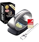 Full Stainless Steel Garlic Press Rocker with Eject Base + Scraper Spoon, Innovative 3D Cutting, ...