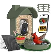WAVEEME Smart Bird Feeder with Camera, 3K AI Bird Camera & Bath | Solar powered wireless outdoor ...