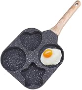 JUSTUP Nonstick Frying Pan,4-Cup Egg Pan Nonstick Divided Grill Frying Pan, 7.5 Inch Healthy Gran...