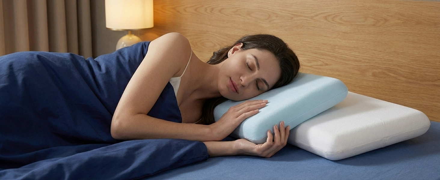 memory foam pillows cervical neck pillow queen size set of 2 side sleeper for pain relief cooling