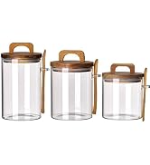 Coriario Glass Jar with Lid and Spoon 23&27&33 OZ Coffee Tea Sugar Canister Set of 3 Clear Glass ...