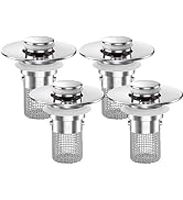 Sink Stopper Hair Catcher,(4PCS) Pop-up Sink Drain Strainer with Removable Stainless Steel Strain...
