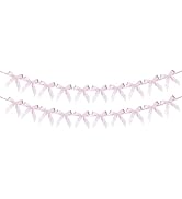 2pcs Pink Bow Garland Banner - 8.3 Feet Coquette Ribbon Bow Party Decorations for Baby Shower Gir...