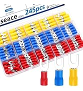 smseace 245PCS #8 Fork Spade Wire Connectors - 22-16/16-14/12-10 AWG M4 U-Type Electrical Crimp T...
