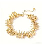 Pikvyo Vintage Woven Gold Plated Bracelet for Women, Cubic Zirconia Elegant Adjustable Chain, Ret...