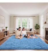 Mhyup Blue Area Rugs 9x12 Living Room Bedroom, Fluffy Large Rug Soft Shag Non-Slip Carpet for Kid...
