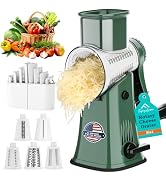 APSARAS Rotary Cheese Grater, 5 in 1 Rotary Grater, Cheese Grater Hand Crank, Replaceable Stainle...