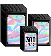 Funfery 300 Pack 3 Size Mylar Holographic Bags with Clear Window,Resealable Bags Smell Proof Bags...