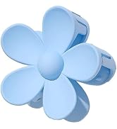 Floral Hair Clip, Blue - Large Cute Claw Clips, Thick Hair, Scrub, Hair Clip with Flower Petals f...
