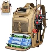 oinitiry Fishing Tackle Backpack,Tackle Bag with 2 Rod Holders,Water-Resistant Large Storage Fish...