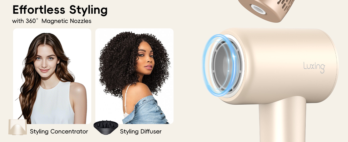 Effortless Styling with Magnetic Nozzles Styling Concentrator and Styling Diffuser