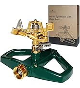 Hourleey Impact Pulsating Sprinklers for Yard - Heavy Duty Lawn Sprinkler with Metal Base, Adjust...