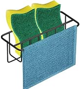 KESOL Adhesive Kitchen Sink Sponge Holder + Dish Cloth Hanger + Soap Holder, 2-in-1 Kitchen Sink ...