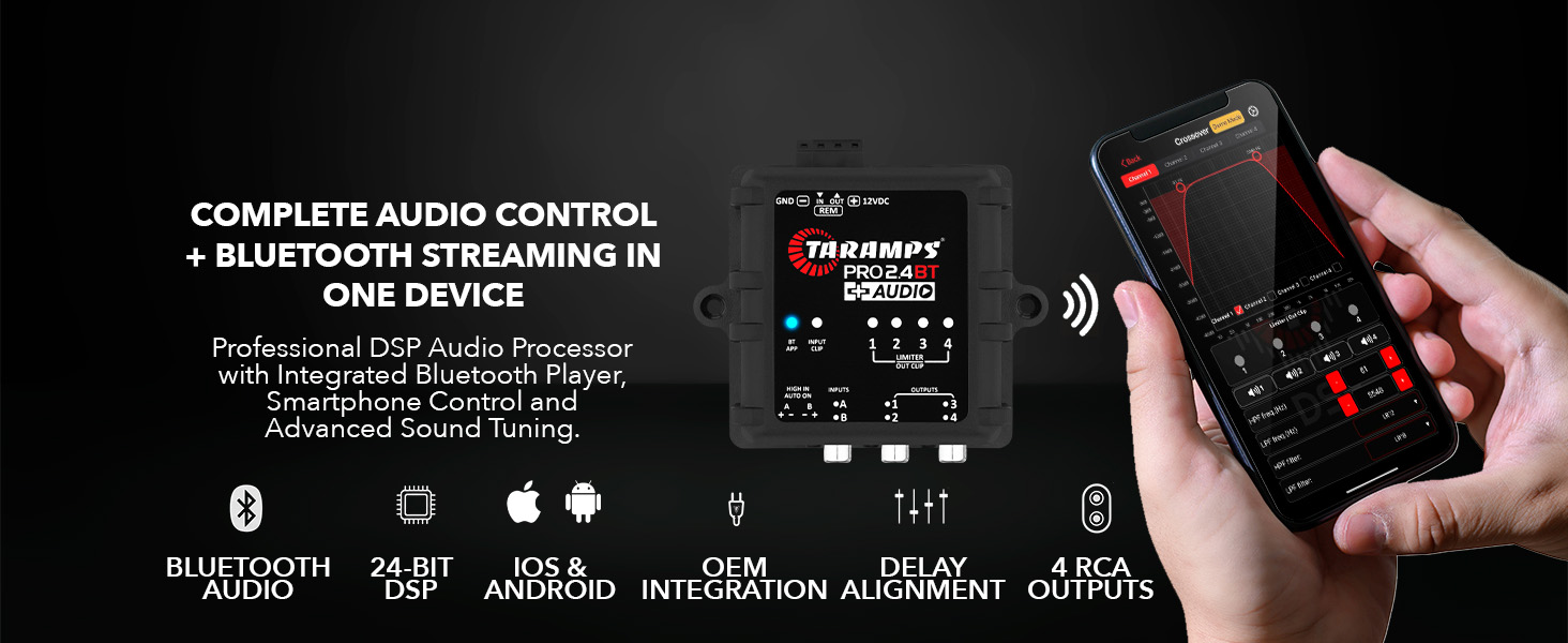 Taramps DSP PRO 2.4 BT+ Audio Processor with Bluetooth, EQ, Time Alignment and App Control
