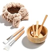 JPNK Facial Mask Bowl Set Bamboo, New DIY 6Pack DIY Clay Mask Mixing Kit with Mask Brushes and Bo...