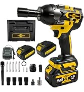 Rhovixster 1/2 Impact Gun Cordless - Impact Wrench Set, 1/2 Torque Impact, Brushless Motor High T...