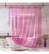 AmazerBath Shower Curtain Liner, 100% EVA Soft Clear Pink Heavy Duty Shower Curtain and Liner 2-i...