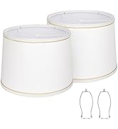 Lampshades Set of 2 for Table Lamps, Floor Lamps, Fabric White Lampshades 11.6" Top x 12.6" Botto...