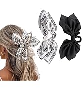 Hadutrek Hair Clips Claw Clip 2PCS Big Hair Bows for Women Flower Claw Clips for Women Black Whit...