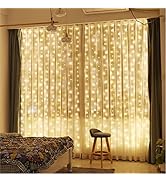 Curtain Lights, ZSJWL 300 LED Curtain Fairy Lights with Remote, 8 Modes 9.8 × 9.8 Ft Curtain Stri...