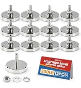 E BAVITE Neodymium Round Base Mounting Magnet 200LBS 12 Pack | 1.73in-200lb-M8 Male Thread Stud, ...