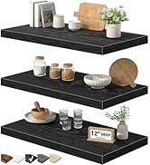 QEEIG 12" Deep Floating Shelves for Wall - 12 x 24 inch Book Shelf Bathroom Bedroom Kitchen Livin...