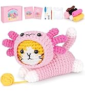 Crochet Kit for Beginners, Cat Dress in Axolotl Crochet Kit, Complete Crochet Animal Kit with Ste...