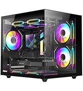 RUIX OV502 | M-ATX Computer Case | 3 * 120mm Prism ARGB PWM Fans Pre-Installed | 180°Panoramic Vi...