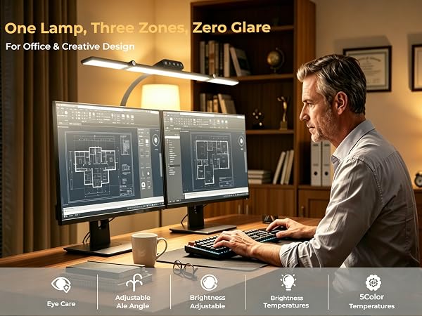 Overview of the Features of the Three-Head LED Eye-Care Desk Lamp