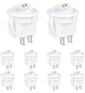 VEXUNGA On Off Round Rocker Switch 2 Pin Circle Switches Square 3A 250V 6A 125V AC 15MM White Rou...