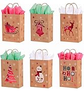 SUNCOLOR 24 Pack Small Christmas Gift Bags With Tissue Paper