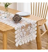 Raedan White Floral Lace Table Runner 54 inches Dresser Scarf for Spring Easter Summer Kitchen We...