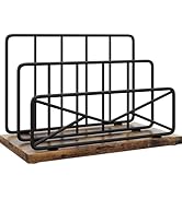 HavenlyYouth Desk Mail Organizer-with 2 Slot Matte Black Metal Desktop Mail Sorter Metal Storage ...
