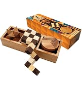 BSIRI 3 Puzzles in a Box - Wooden Brain Teaser Puzzle, 3D Mind Puzzle for Adults, Educational Sen...