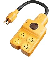 MECMO NEMA L14-30P to Four 5-20R/5-15R +L14-30R Generator Adapter Extension Cord, 4 Prong Twist L...