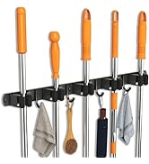 CUXIXA Mop and Broom Holder Wall Mount, Upgraded Broom Organizer Wall Mount, Stainless Steel Broo...