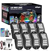 Nilight Wide Angle RGB LED Rock Lights Kit 8 PCS 18LED Wheel Well Light with Remote & Bluetooth A...