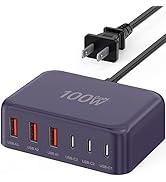 USB C Fast Charger 100W GaN 6 Port Type USB C Charging Station Hub Block USB C Wall Charger Power...