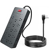 ZHANGONG Surge Protector Power Strip with 25-Outlet, 6 USB Ports | 2000j Surge Protection, Flat P...
