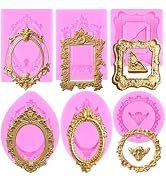 ZiXiang Photo Frame Silicone Molds Vintage Picture Frames Fondant Mold Baroque Frame Chocolate Mo...