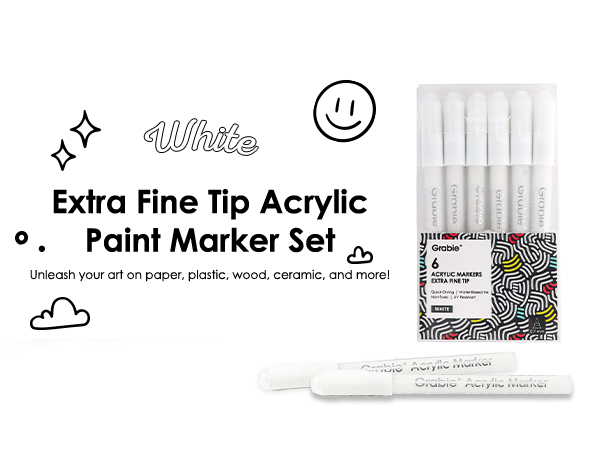 white acrylic marker set of 6