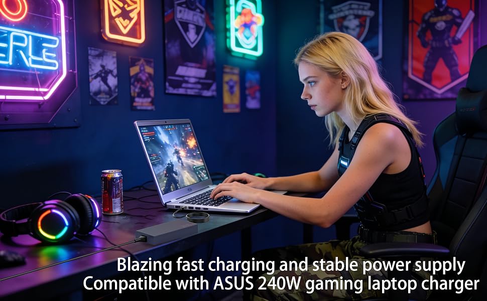 Compatible with ASUS 240W gaming laptop charger.