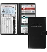 GNEGNI Leather Car Registration and Insurance Card Holder, Auto Truck Document Holder Vehicle Glo...