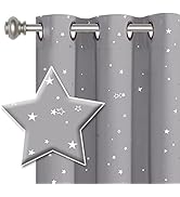 H.VERSAILTEX Blackout Star Curtains for Kids Room Boys Girls Twinkle Silver Stars Thermal Insulat...