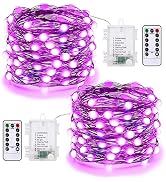 BrizLabs Purple Halloween Lights, 2 Pack 17.48ft 50 LED Purple Fairy Lights with Remote, 8 Modes ...