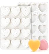 Heart Shaped Silicone Molds for Baking, 12-Cavity 3D Chocolate Heart Mold Trays for Ice Cube Cake...