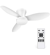 Orabriz 35 Inch Small Ceiling Fan with Lights and Remote Control,6 Speeds Low Profile Fan Light, ...
